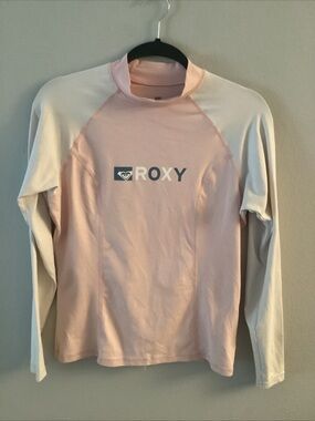 Roxy Girls Long Sleeve Rashguard in Pink & White
